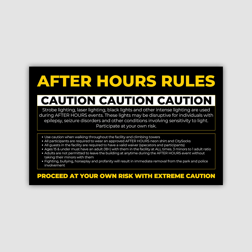 After Hours Rules Sign